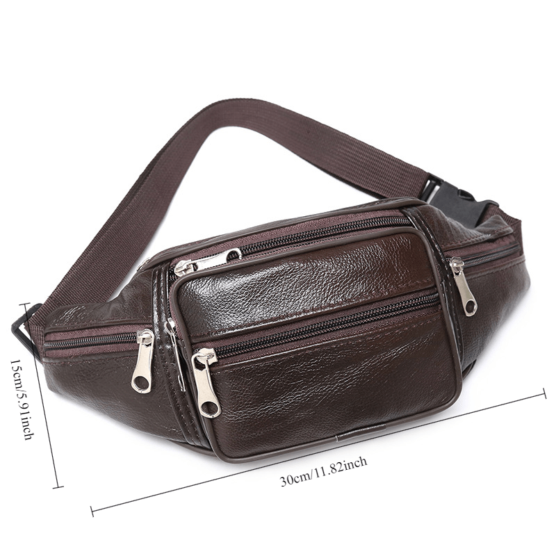 Image of Genuine Leather Belt Bag With Adjustable Strap | Smartphone Pocket For Running, Gym & Outdoor Use | Soft Cowhide Waist Bag Suitable For Casual Wear, Everyday Use - Unisex Body Types