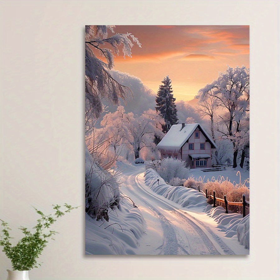 

Charming Snow Scene Canvas Wall Art - Perfect For Living Room, Bedroom, Kitchen & Bar Decor | Ideal Gift