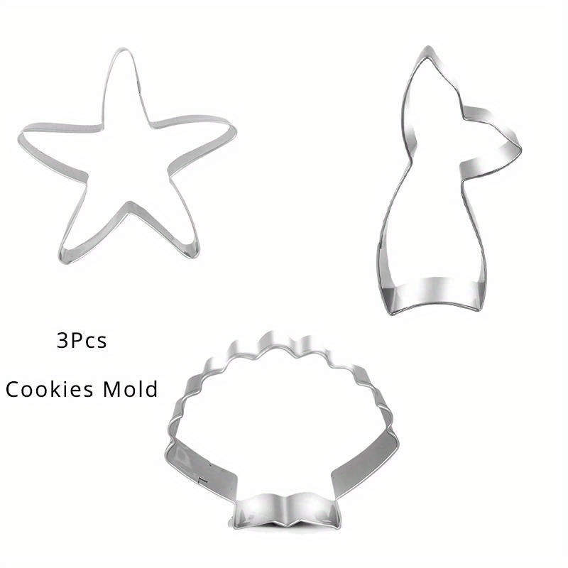 Image of 3pcs/lot Ocean Seahorse Starfish Cookie Cutter Mold Under The Sea Mermaid Birthday Party Decoration Diy Cake Biscuit Baking Tool