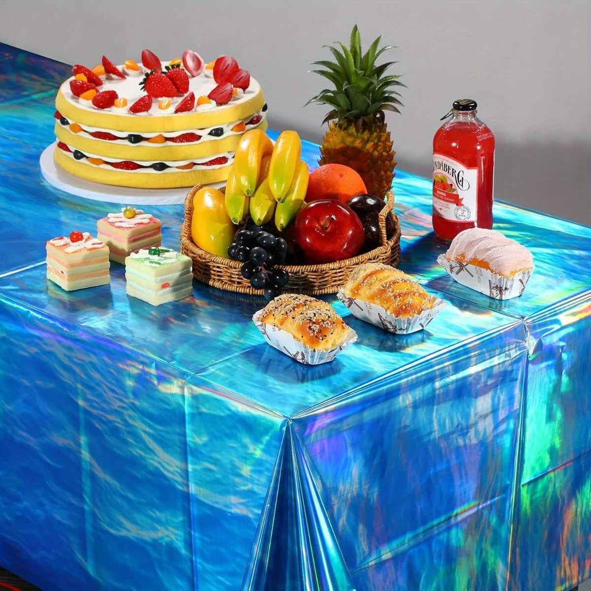 

Ocean Blue Iridescent Tablecloth - Disposable Plastic, Rectangle Cover For Under The Sea, Beach, Surf & Pool Parties - Perfect For Birthday Decorations, 54 X 108 Inches