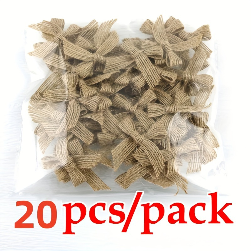 20pcs Natural Linen Bows, For Gift Wrapping And Crafts - Light Brown Handmade Linen Neckties, For Home Decor, Clothing Additions