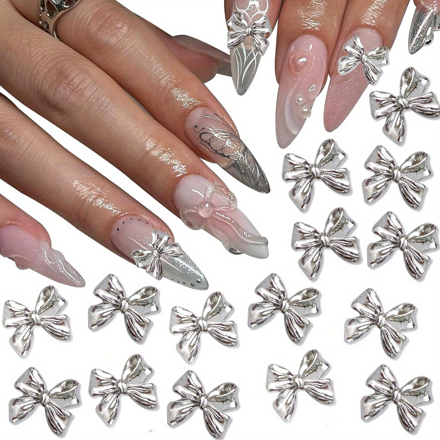 

20 Pcs Alloy Bow-knot Nail Art Decorations, Diy Nail Art, Ideal For Women