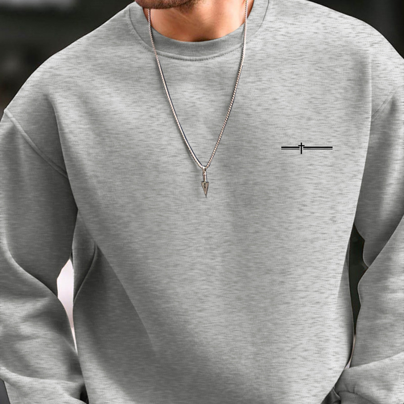 

Men's Polyester Sweatshirt - Crew Neck , Regular With Slight Stretch, Minimalist Print, Casual For Spring/autumn