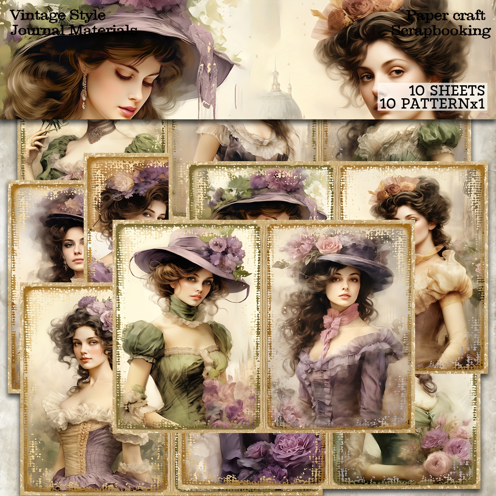 

10 Sheets/set Girl Set, Suitable For Bullet , , Diy And Greeting Cards