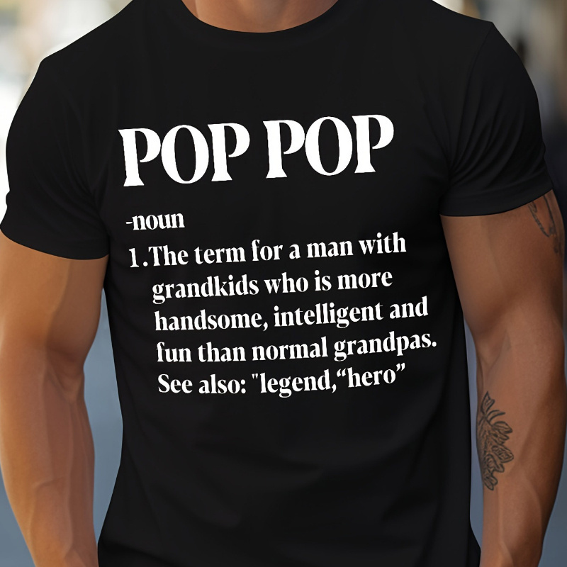 

Fun Pop Pop Grandpa Nickname Alphabet Print T-shirt, Summer Casual T-shirt