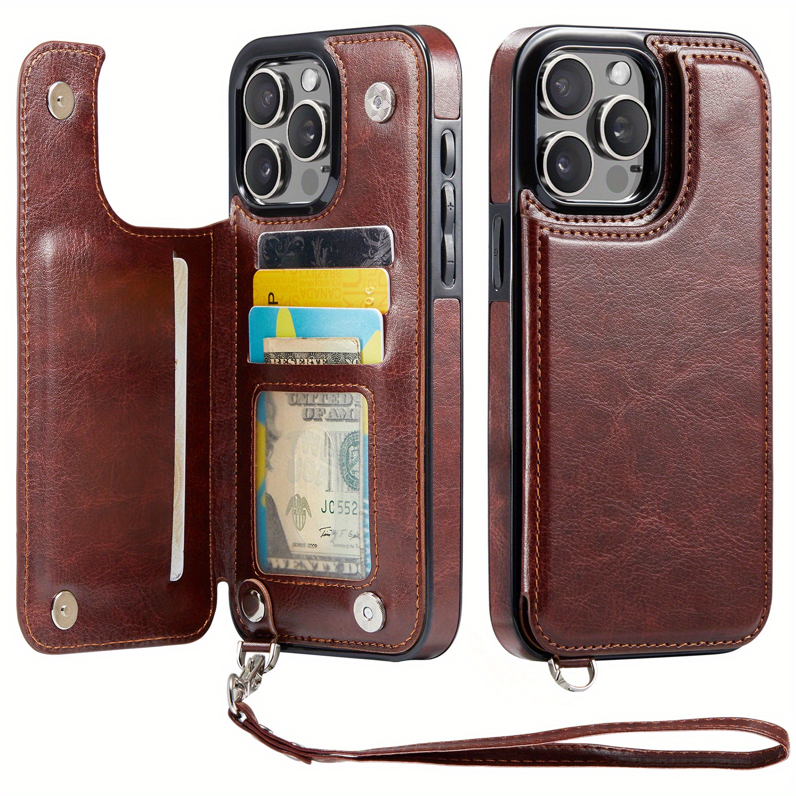 Rectangle Designer Luxury Case For IPhone 11 Pro Max Leather With Wristband Strap Hand Holder Ring Kickstand Silicone Shockproof Protective Bumper - View #8