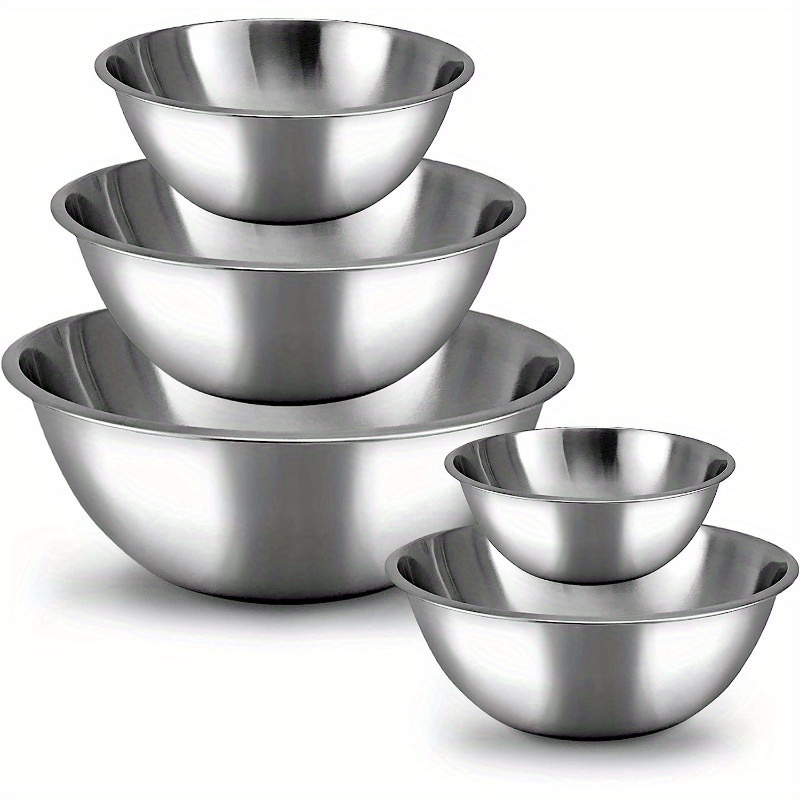 

Set Of Stainless Steel Mixing Bowls For Meal Preparation, Reusable Organizers For Storing Food In The Home, Refrigerator, And Kitchen