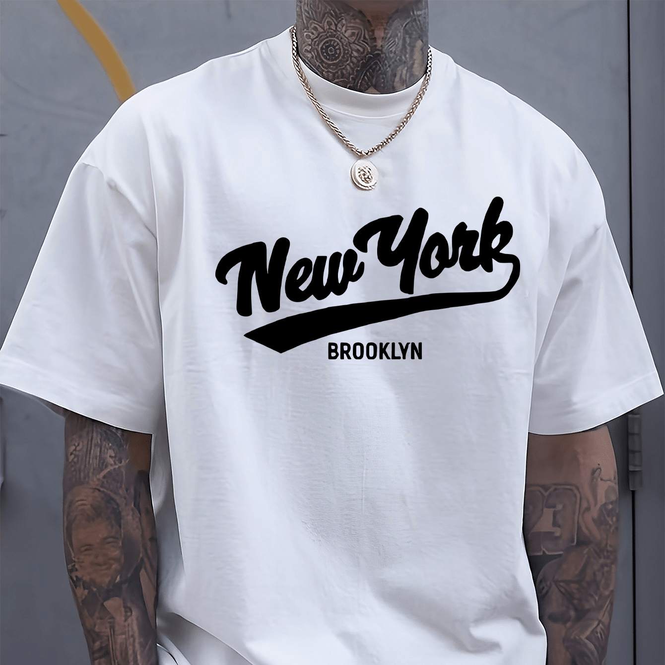 

New York Print Tee Shirt, Tees For Men, Casual Short Sleeve T-shirt For Summer