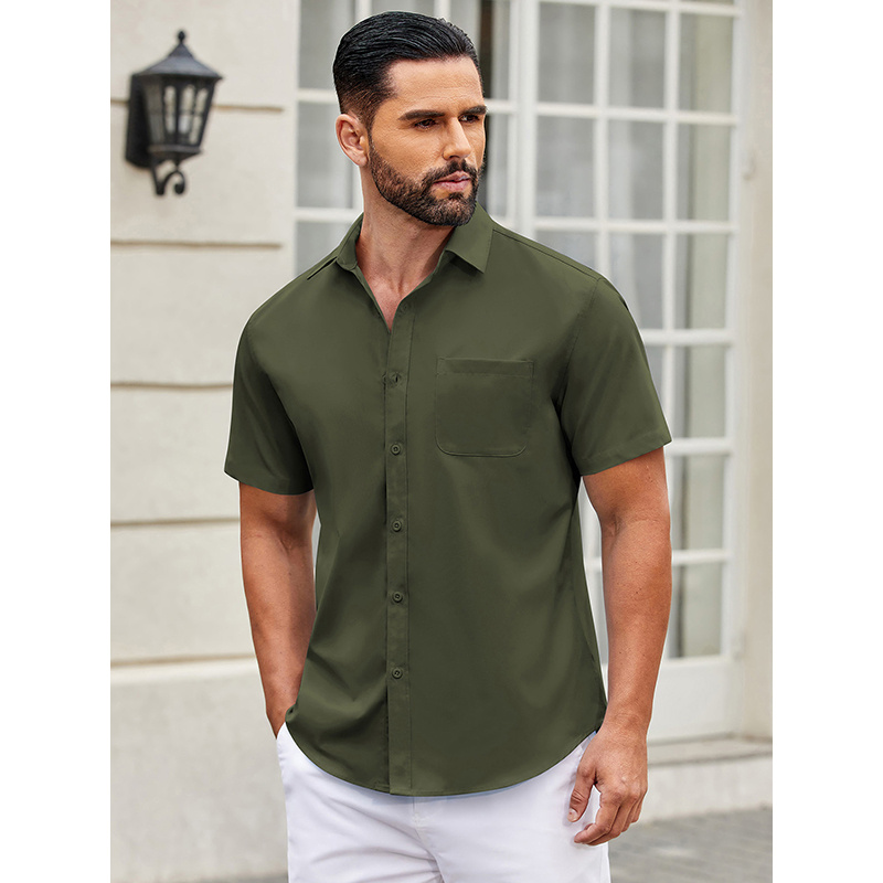 

Mens Short Sleeve Casual Button Down Shirts Summer Untucked Dress Shirts With Pocket