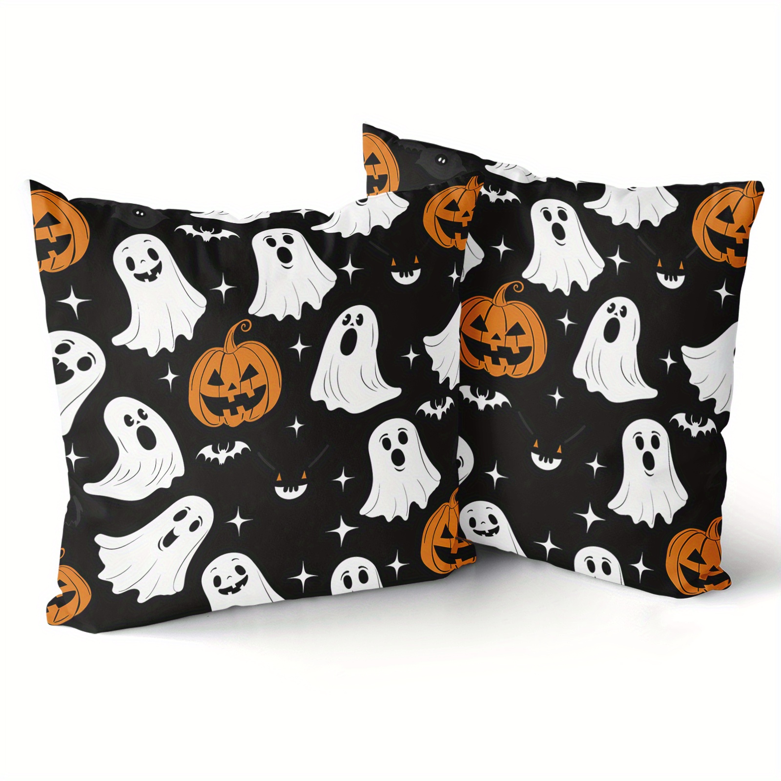 

2pcs Halloween Pillow Covers: Double-sided Printed, Halloween & Pumpkin, Contemporary Style, Suitable For Sofa, Or Bed, Fits Room Types, 18x18 Inch