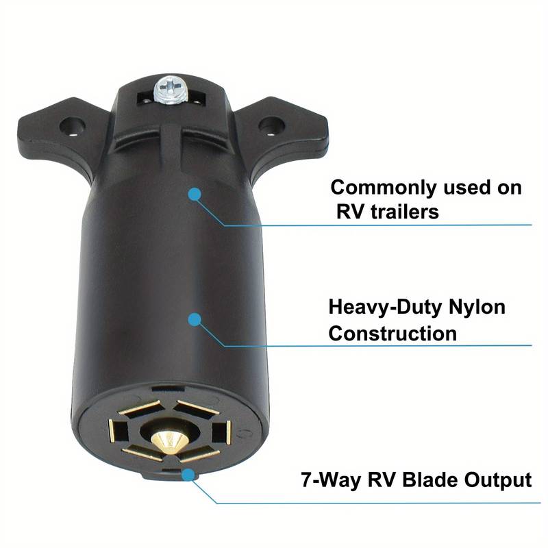 7-Way Round RV Style Trailer Light Plug Connector - Replacement End With Blade Pins - New Unbranded
