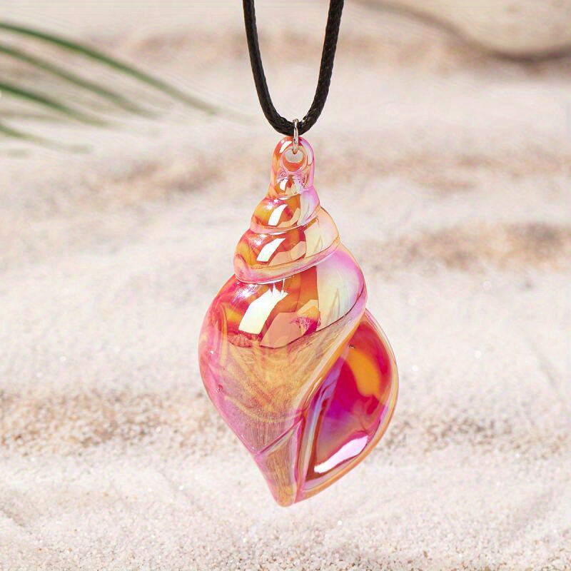 

1pc Beautiful Summer Shell Conch Fashion Acrylic Multicolor Necklace Woman Seaside Vacation Party Gathering