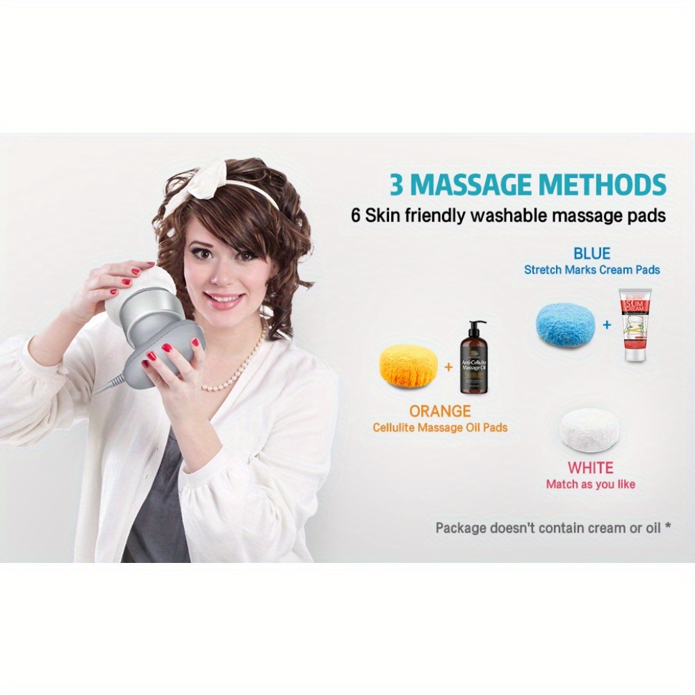 cellulite massager body sculpting machine body sculpting massager with 6 washable pads adjustable speeds electric handheld massager for belly waist legs arms butt details 4