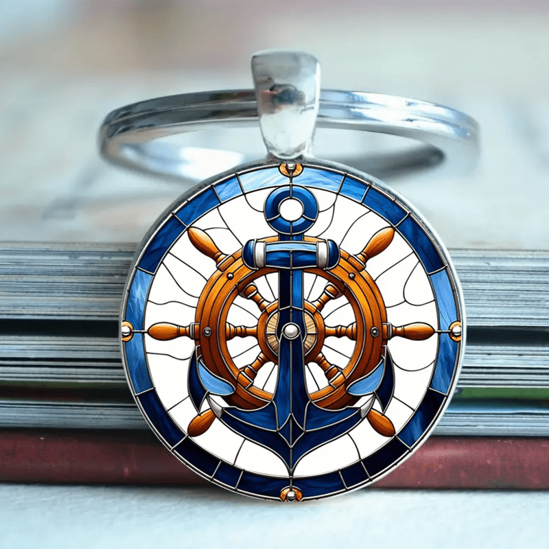 

Anchor Steering Keychain - Zinc Alloy Keyring Sailing For - For And