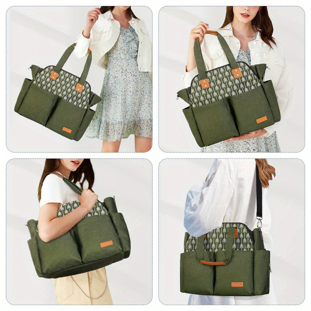 diaper bag tote large   for baby bags for mom travel diaper tote messenger purse green