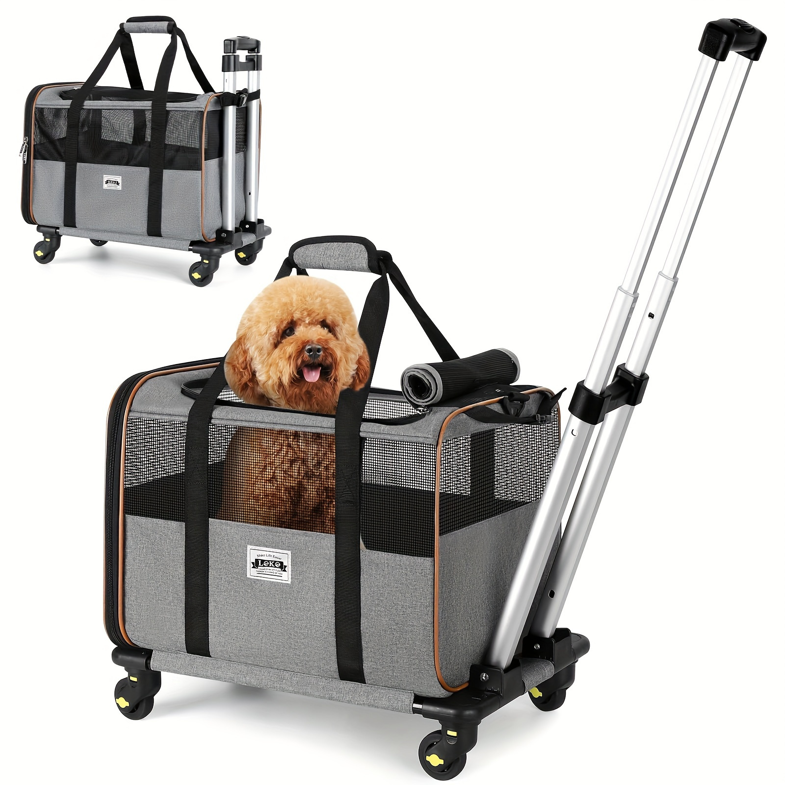 Cat Carrier Wheels Small Pet Airline Approved Dog Temu