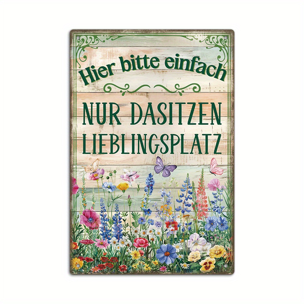Image of German Vintage Metal Tin Sign - 'please Here, Your Favorite ' - Home, Farmhouse, Park & Garden Decor