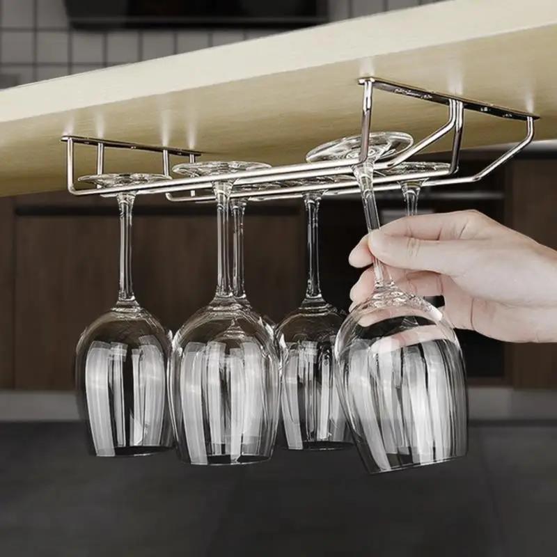 stainless steel high footed wine glass rack for kitchen cabinets details 0