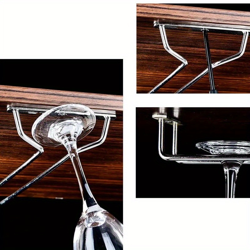 stainless steel high footed wine glass rack for kitchen cabinets details 3