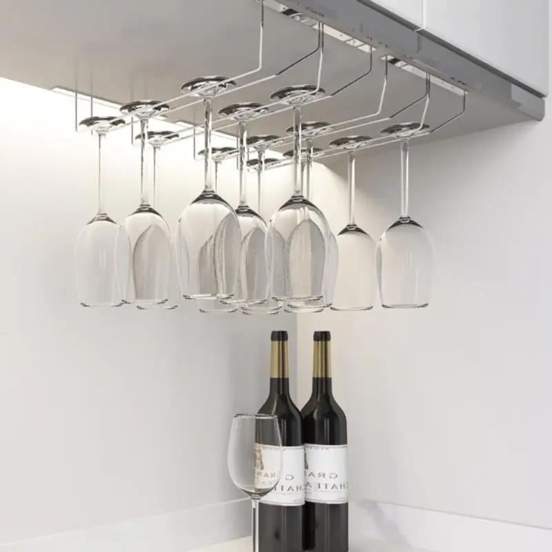 stainless steel high footed wine glass rack for kitchen cabinets details 5