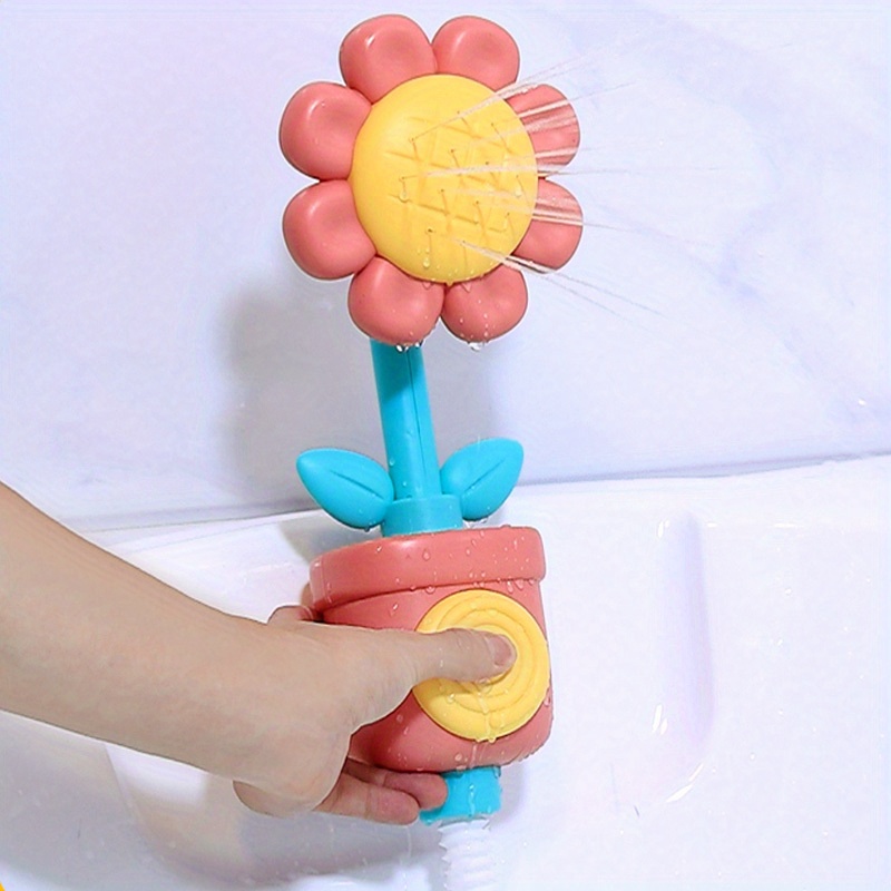 sunflower spinning spray bath toy   shower water play toy pvc material safe   0 3 years fun toddler   spout toy details 2