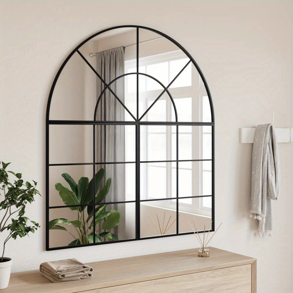 

Wall Mirror Black 100x50 Cm Arched Iron