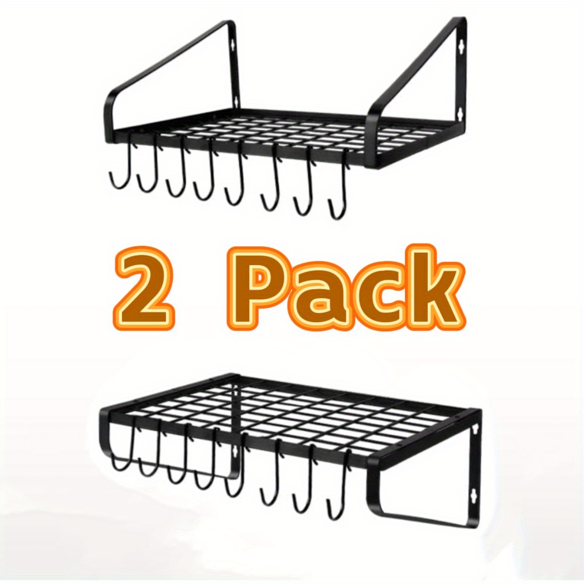 

2pack Pot And Pan Hanger, Wall Mounted Pots And Pan Hanging Rack With 8 Hooks For Kitchen Cookware Utensils 2 Diy Hanging Pot Rack