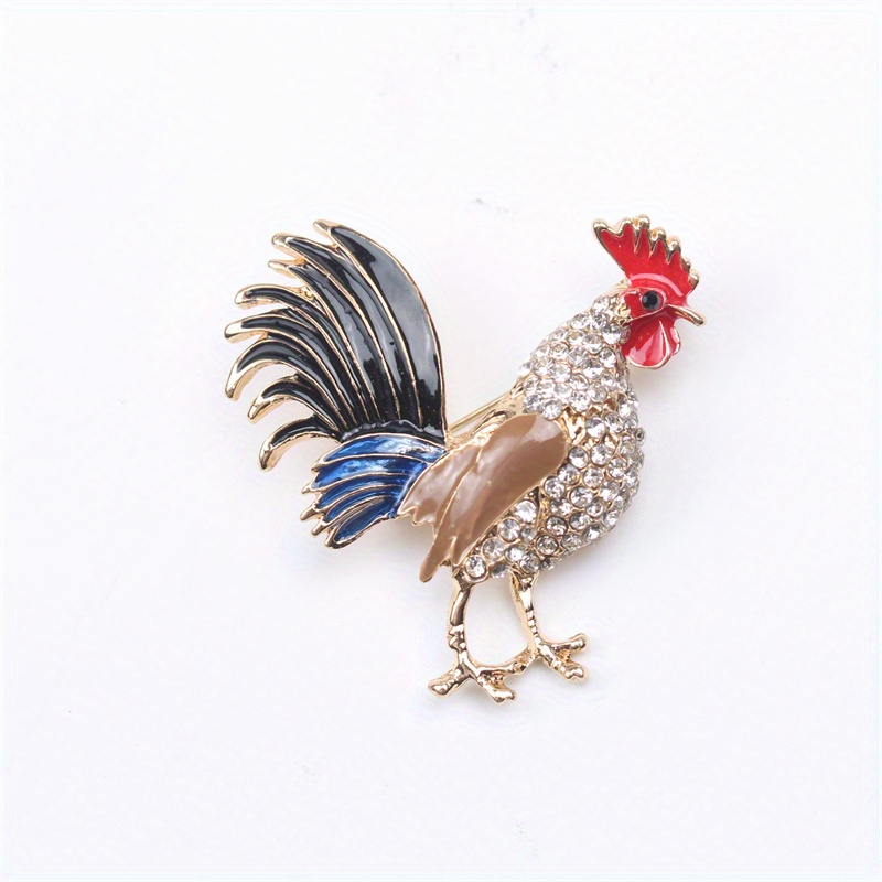 E-shop Neue High-End Tier-Brosche mit 12 Sternzeichen, Öl-Tropfen-Design, Hahn-Corsage und Strass-Bekleidungselementen