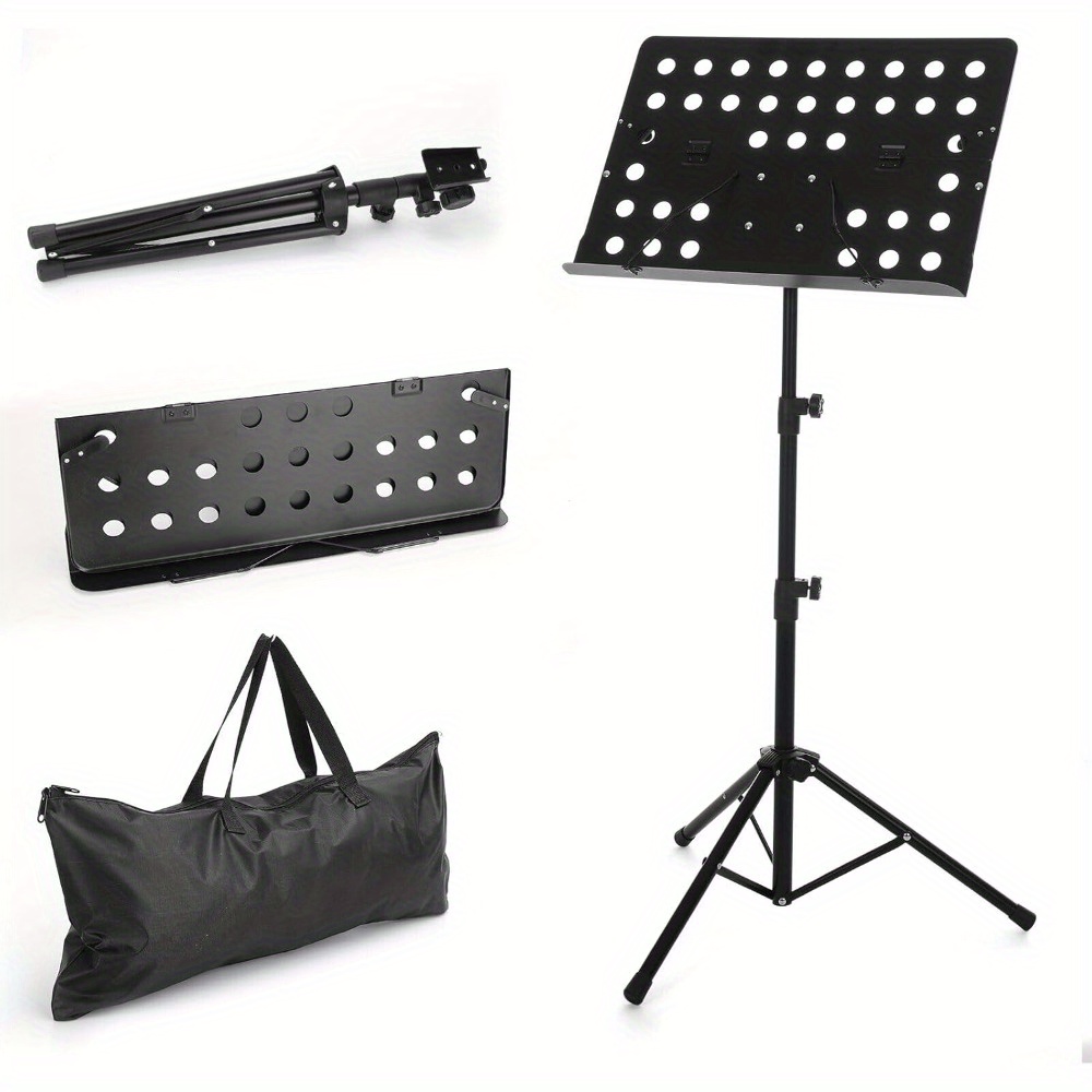TEMU Music Sheet Stand Portable Heavy Duty Folding Music Stand Orchestral Music Stand Folding Adjustable School Sheet Stand With Tripod Base