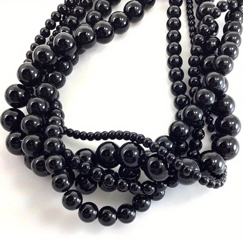 

Perles d' noir naturel AAA, pierre artificielle ronde et lâche, de 4 mm 6 mm 8 mm 10 mm 12 mm 15" pour la fabrication de bijoux