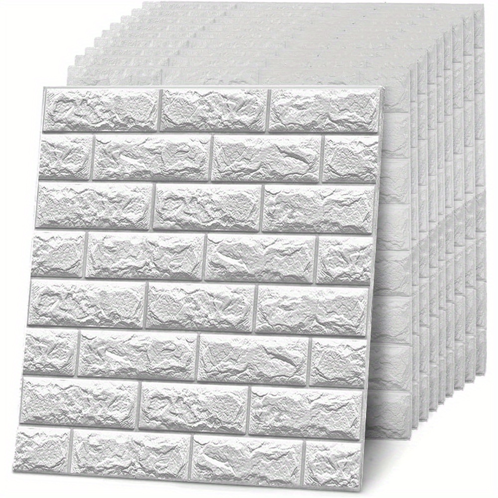 E-shop 3D-Wandpaneele selbstklebend 10er Pack Ziegel Tapete Steinoptik 60 x 60 cm Tapete Wandaufkleber wasserdicht Wandtapete Klebefolie für Küche