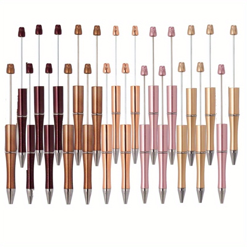 Image of 25pcs Beaded Ballpoint Pens Set - Pearl Beaded Pens With Black Ink (, Rose Golden, Pink Golden) For Office, Crafts, Jewelry-style Writing And Creative Gift Making