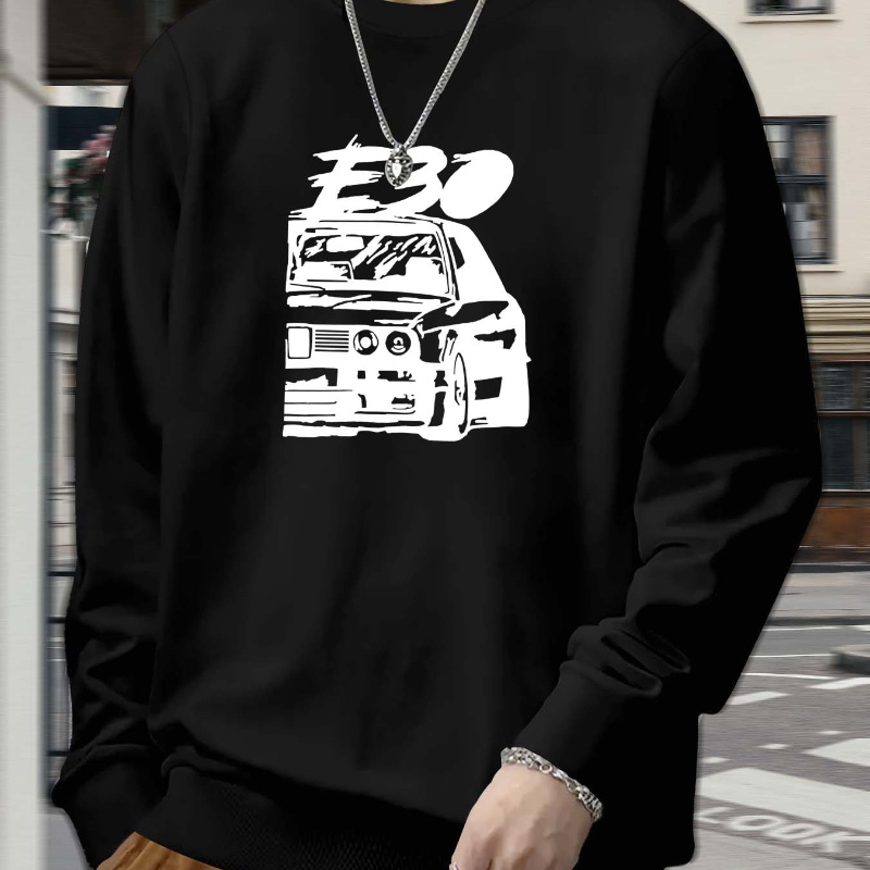 

Car Print Men's Pullover Round Neck Long Sleeve Sweatshirt Pattern Loose Casual Top For Autumn Winter Men's Clothing As Gifts