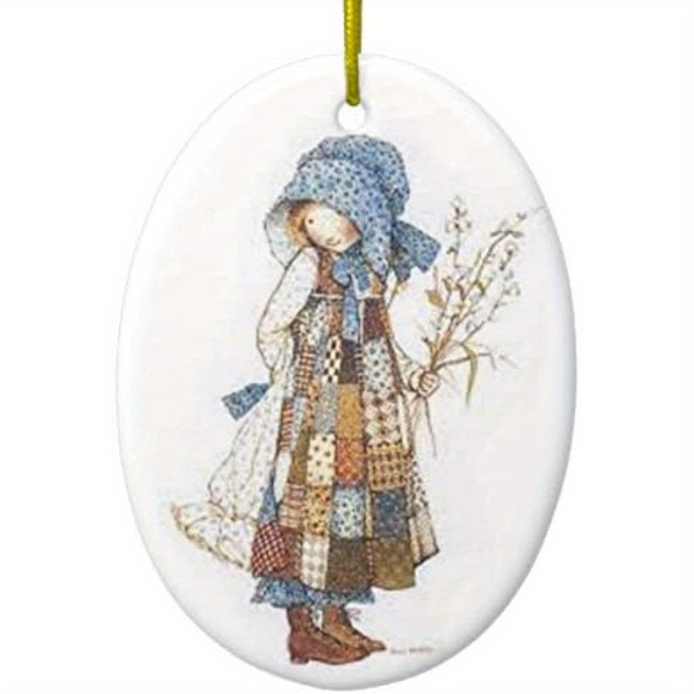 

Holly Oval Ceramic Christmas Ornament - Double-sided, Patchwork Design With Hanging String - Ideal For First Christmas As , 's First Christmas, Or First Home Keepsake, Christmas Decorations