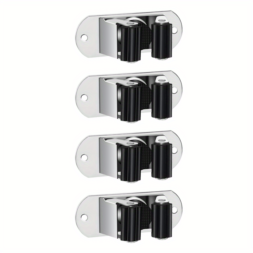 TEMU 4pcs Heavy Duty Stainless Steel Mop And Broom Holder Wall Mount - , Garden, And Garage With -saving Storage Rack (silvery), Utility Racks