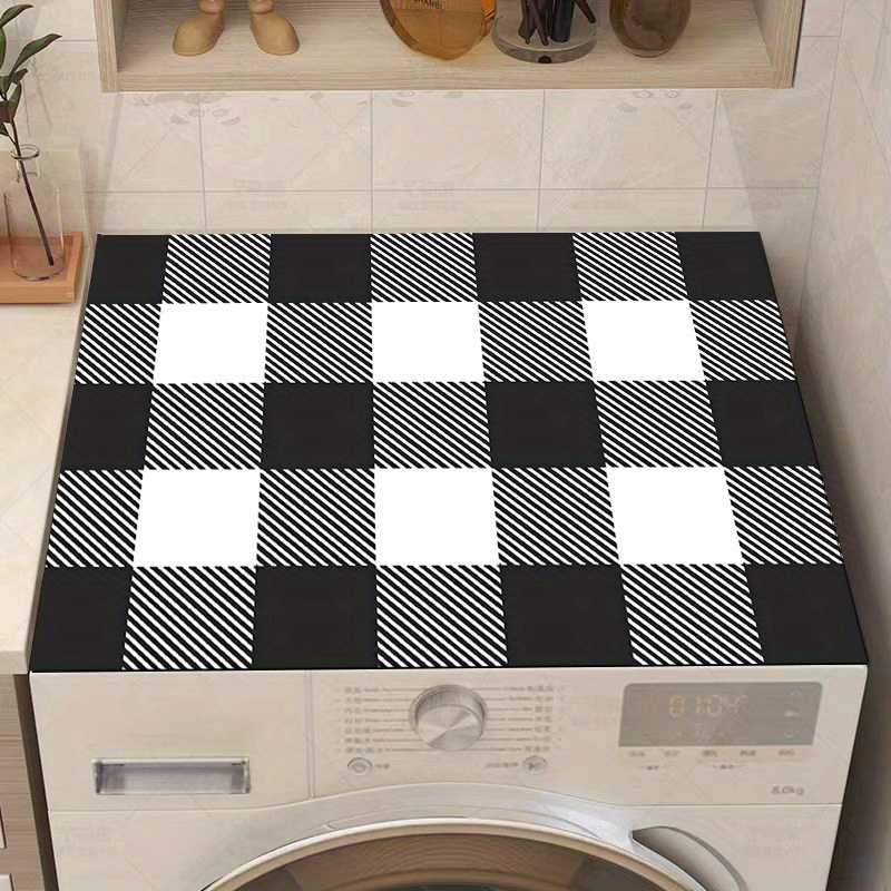 

1pc Checkered Print Kitchen Drying Mat - Countertop Protector, Coffee Station Pad, Appliance Cover For Washer & Fridge, Bar Decor, Party Supplies, Table Decor