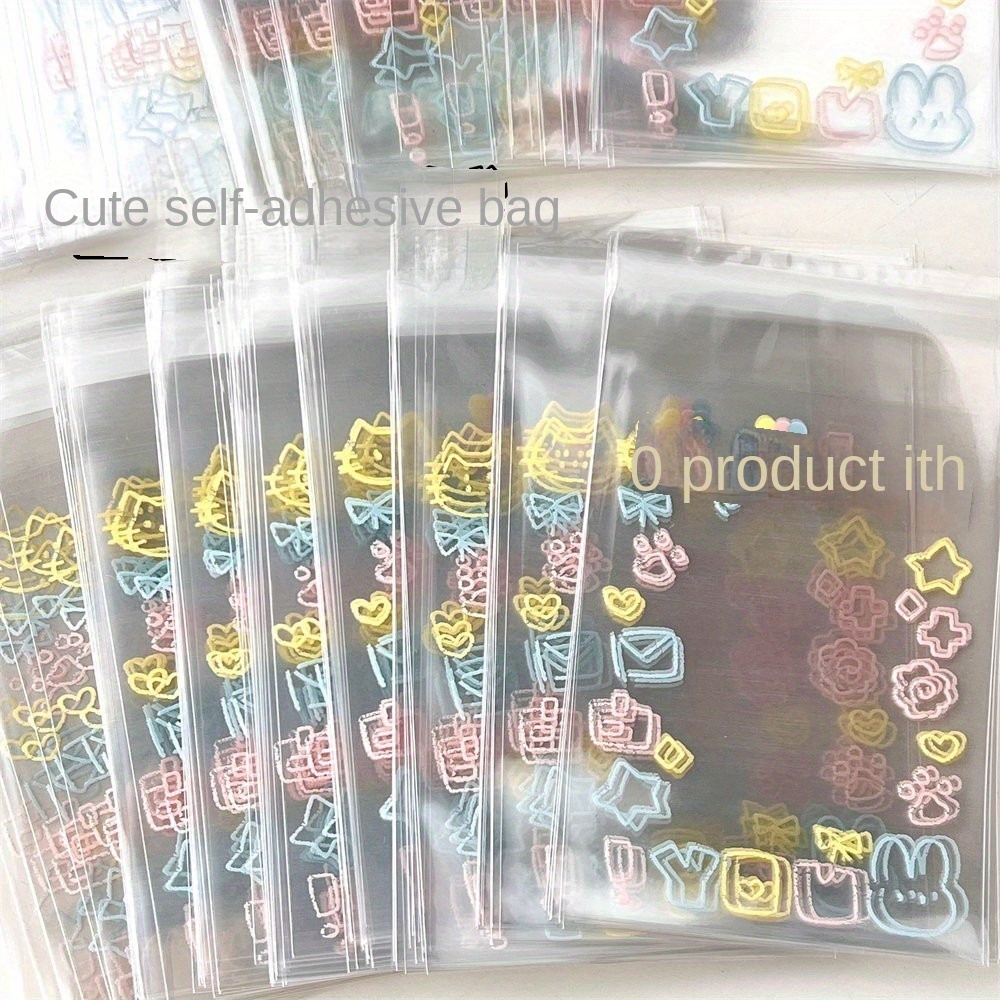 

100pcs Plastic Self-adhesive Seal Bags, Kpop Photo Card Sleeves, Trendy Desk Decor, Protective Id Card Holders