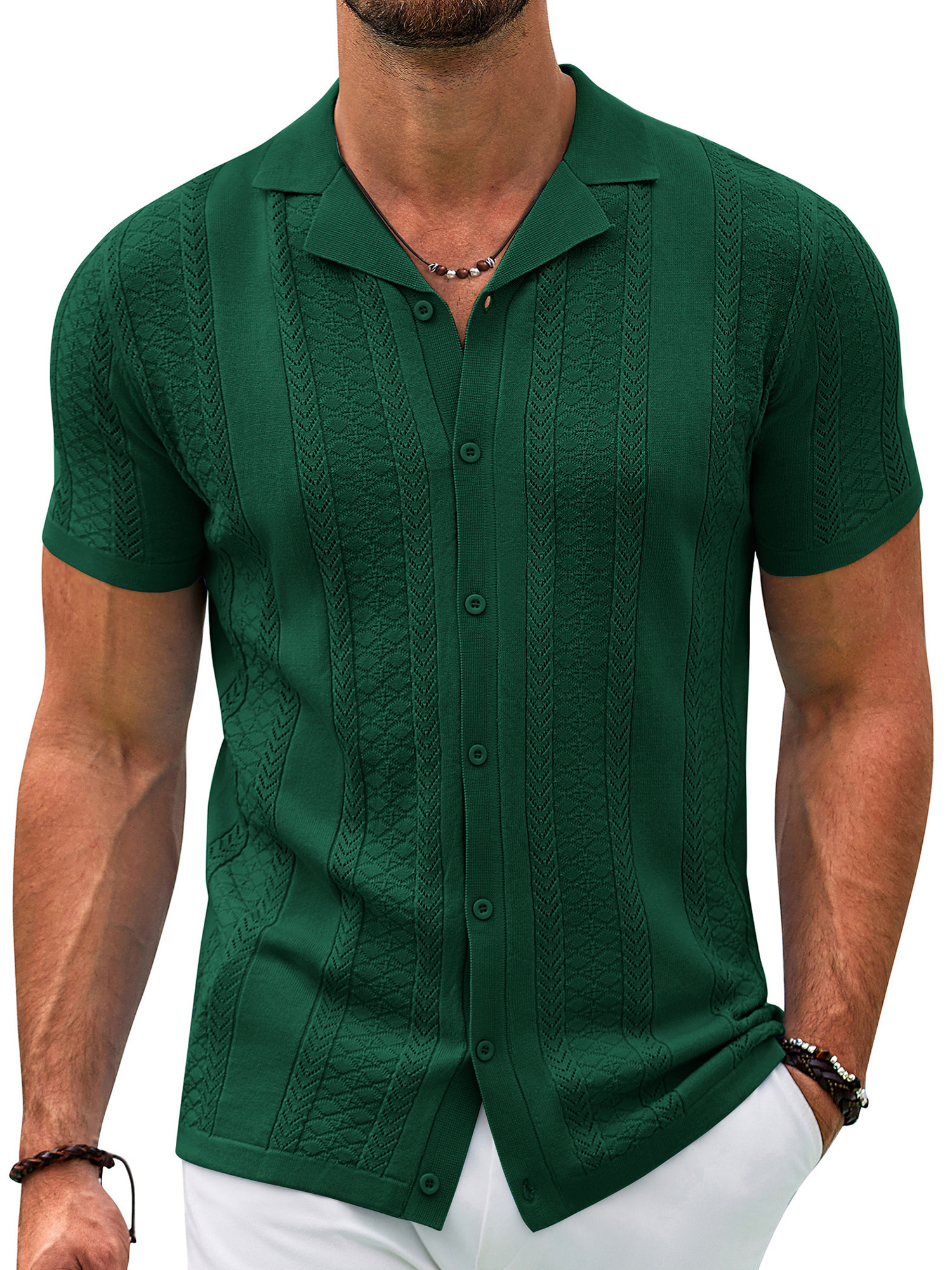 シャツ+ブラウス(半袖+袖なし) VINTAGE - Ethnic Pattern Button Less Knit Shirt 71Q3D9ZTSgL._AC_SX522_.jpg