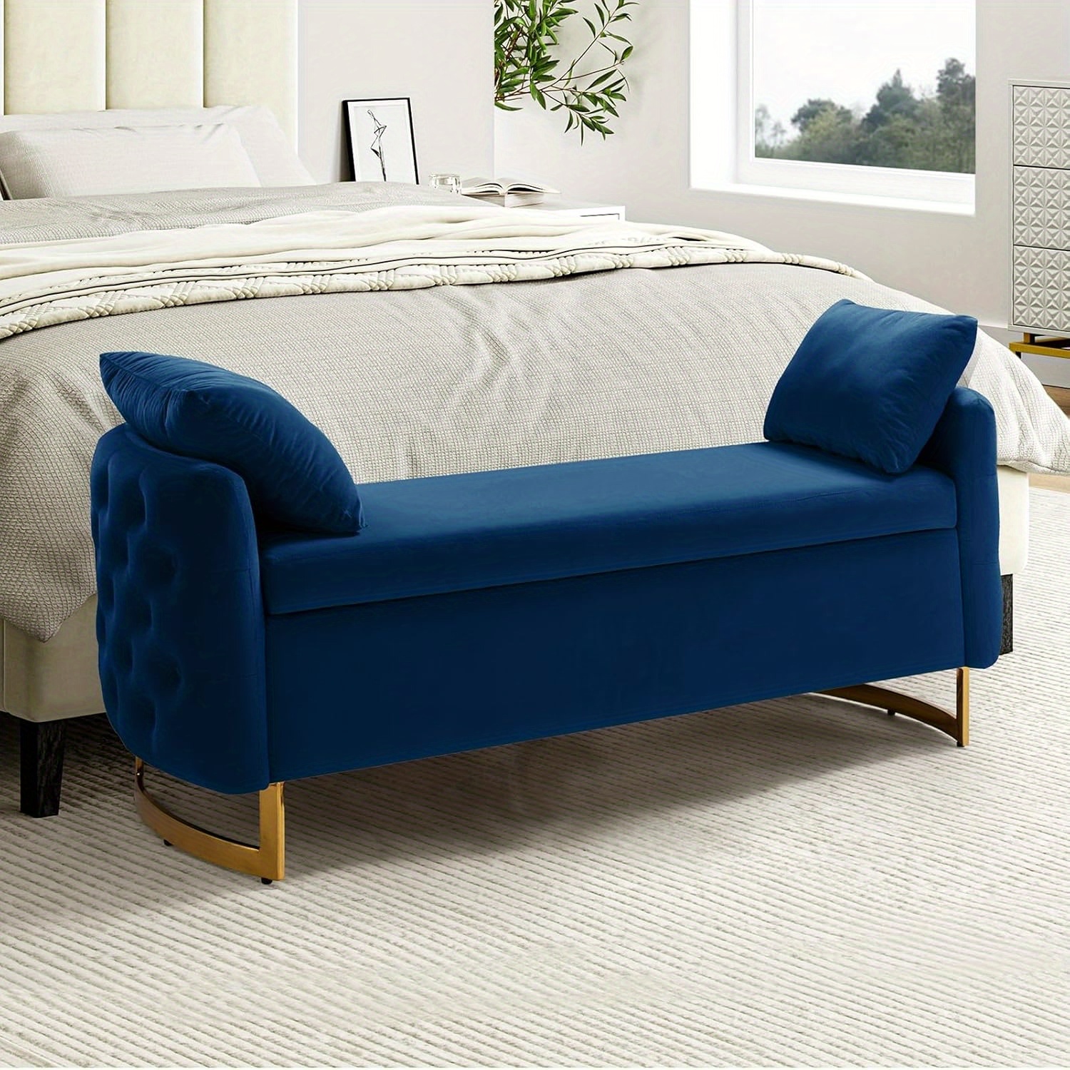 Bed Bench Blue Velvet Tufted Bench Tufted Bench Blue Bedroom Bench