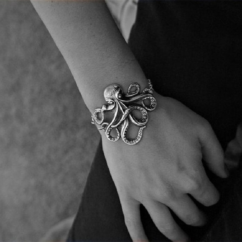 

Gothic Mythology Octopus Sea Demon Clacken Vintage Style Hand Decor Octopus Swallowing Sea Bracelet