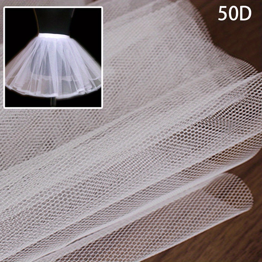 1pc White Hard Net, Wedding Dress Skirt Lining Net Cloth 50d Base Hard Net Mesh (91 X 160cm)