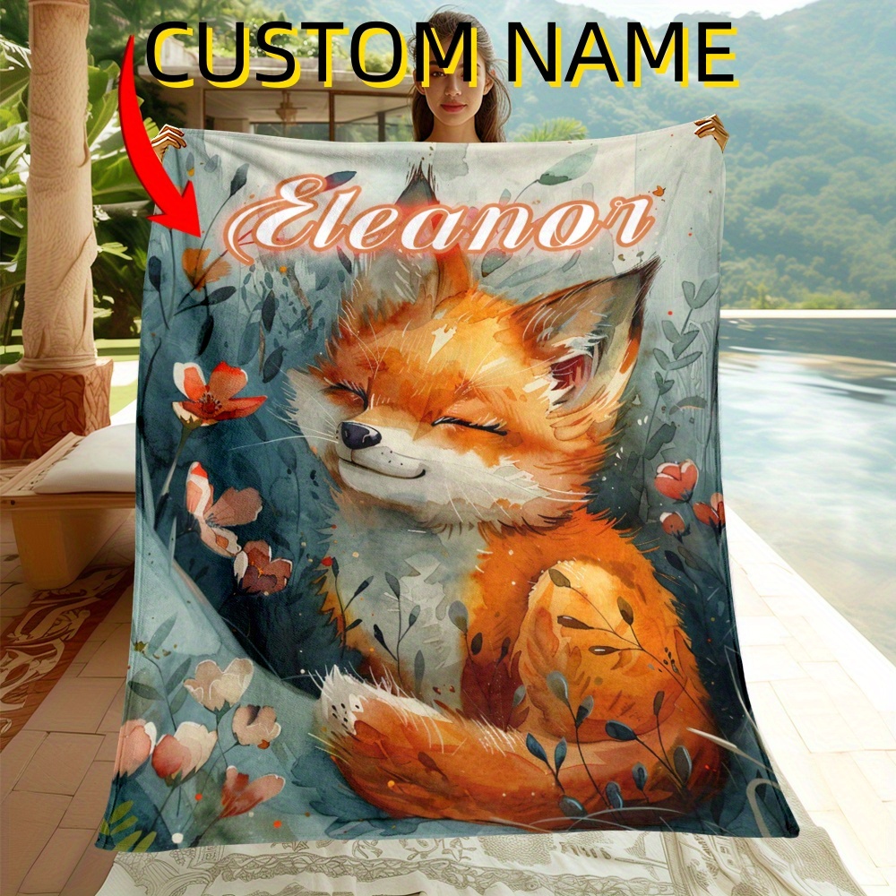 

Personalized Fox- Flannel Blanket - , & For , Bed, , & - Name - , For