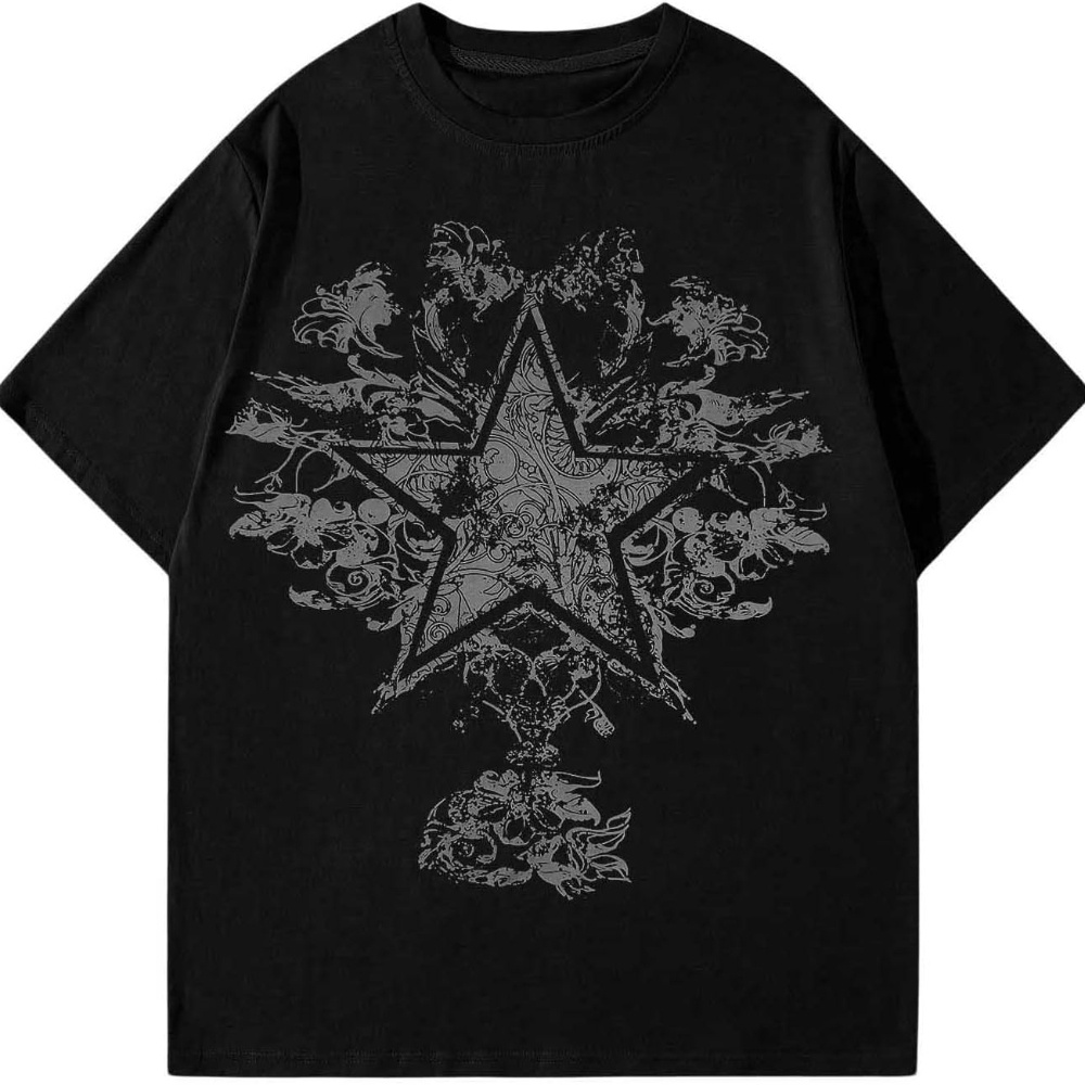 

Men's Graphic Tees Star Floral Print Short Sleeve Summer T Shirt Top