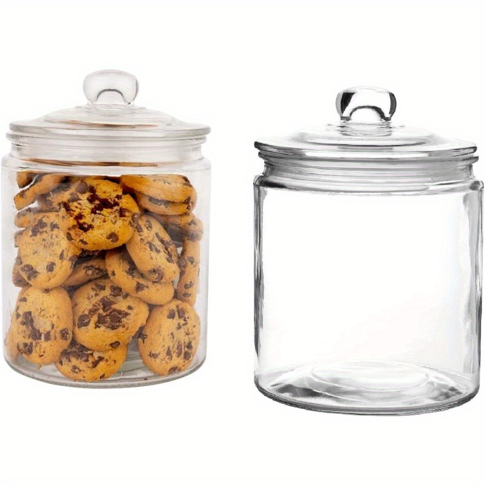 

1l , 2l 2 Pack, Sealed Glass Cookie Jars For Flour, Pasta, Candy, Dog Food, Snacks, Etc. | Kitchen And Pantry Glass Storage Jars