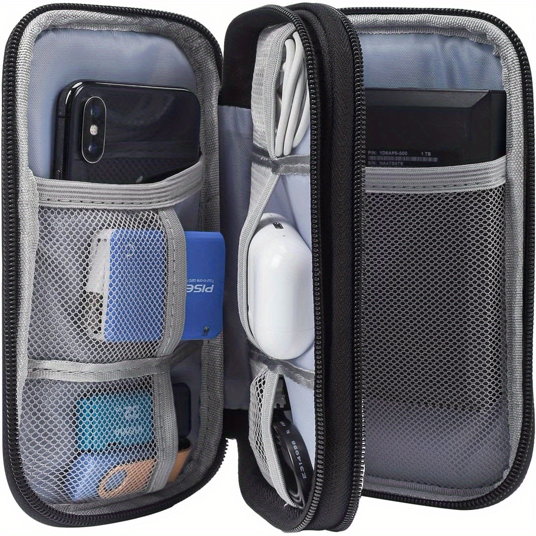 portable electronics organizer travel cable organizer pouch for   cables phones sd cards durable polyester   with hand strap