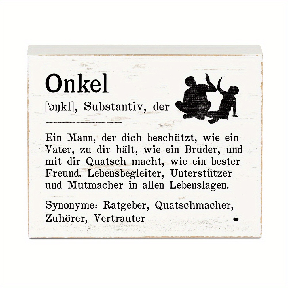German 'onkel' Wooden Sign - Home & Farmhouse Decor, Desk Accent, Holiday Gift