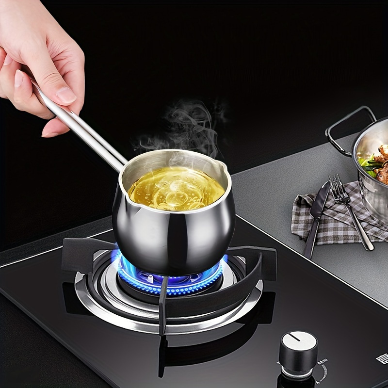 long handle mini stainless steel pot   mini   for heating and pouring oil milk indoor and outdoor cooking tools details 2