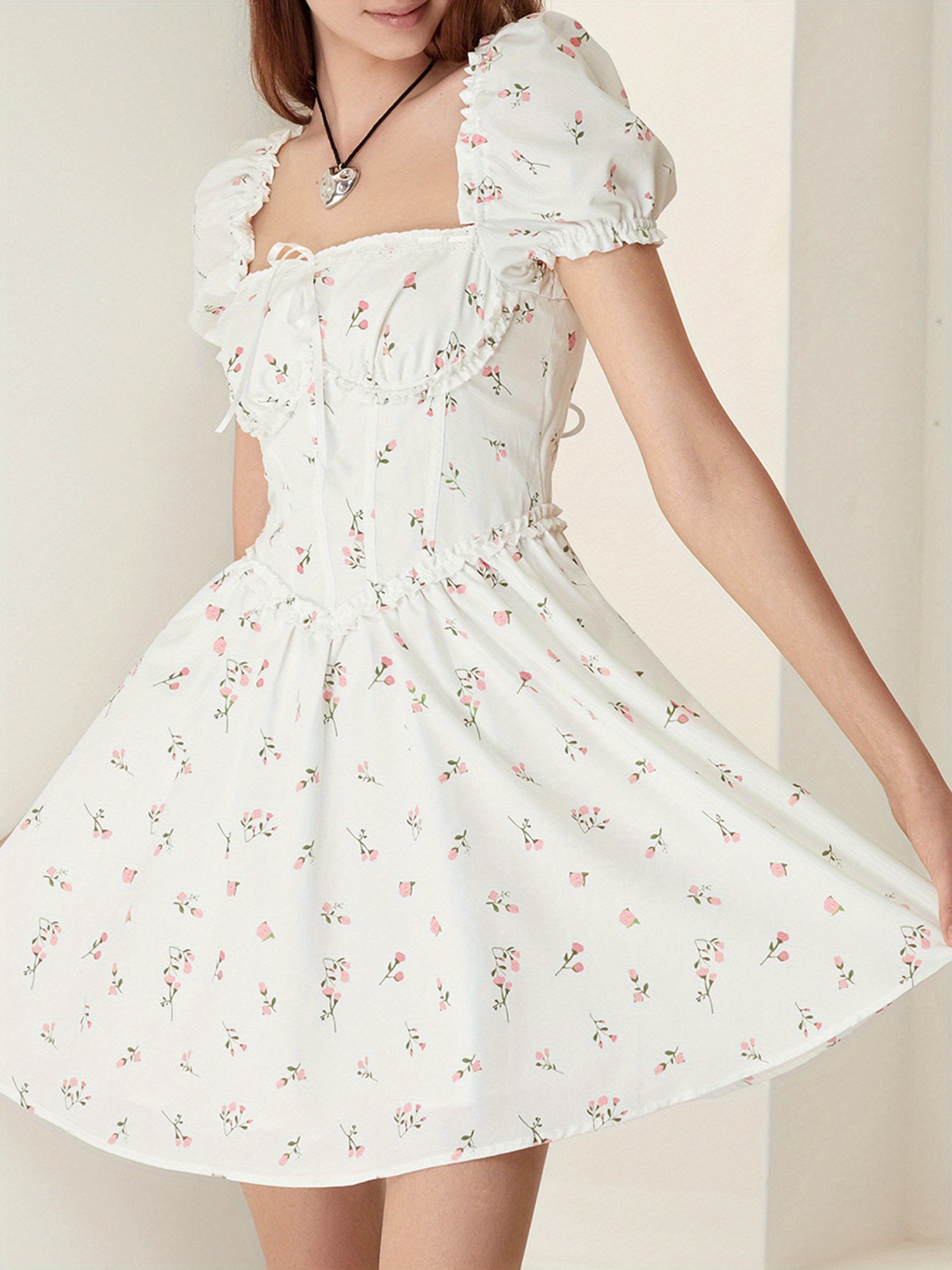 robe carrée à volants robe bustier à manches Temu