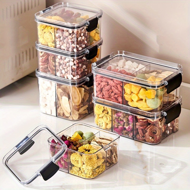 

Portable Snack Serving Tray With Lid - Clear Divided Food Storage Container For Fruits, Candy, - Parties, Travel & Picnics