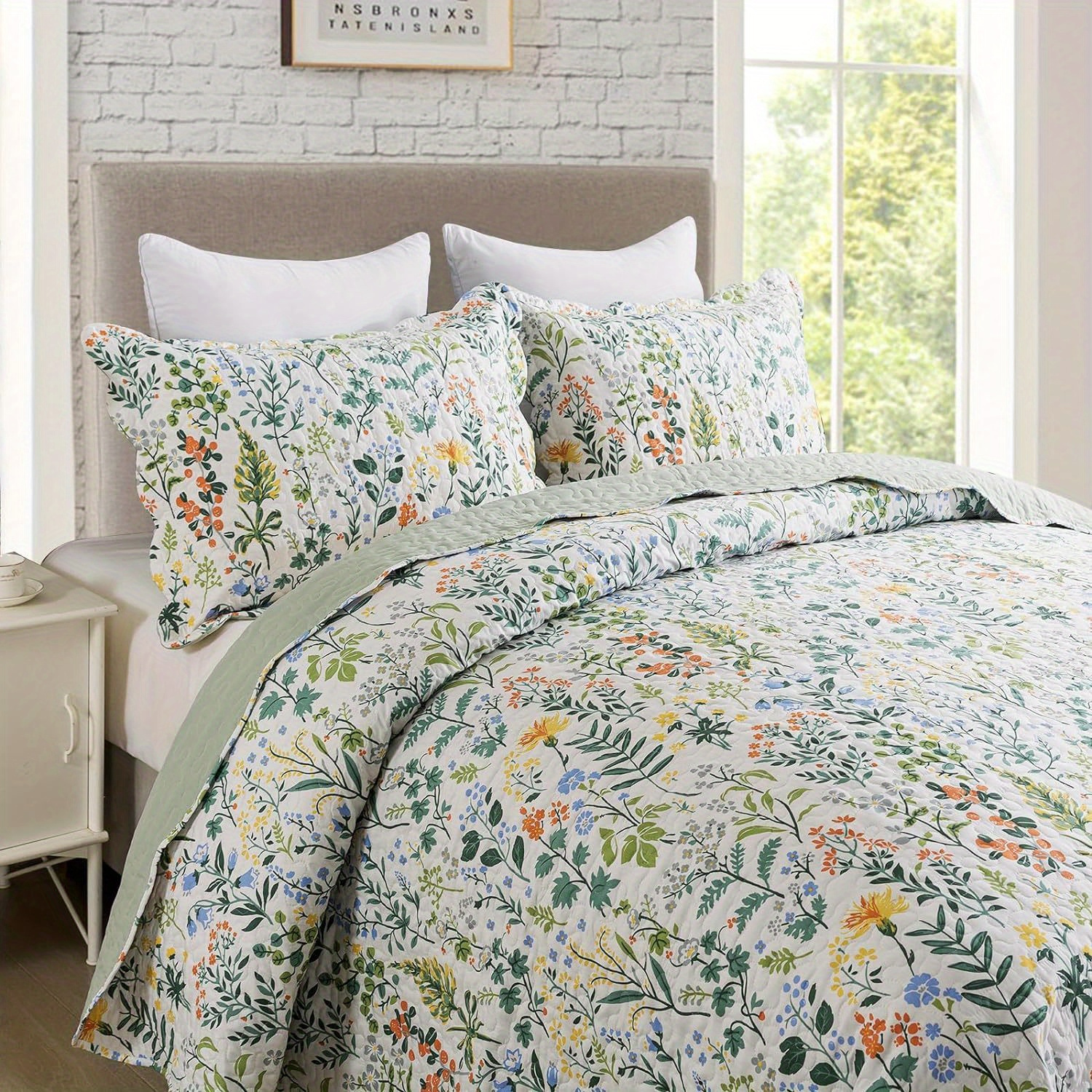 3pcs Exquisite Style, Double-sided Quilted Quilt Bedding Set, Pure + Microfiber Solid And Durable, Suitable For , Queen Size, King Size